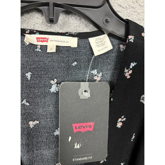 Levi's Women's Dolores Short-Sleeve Button Up Tie Back Blouse Black Size XS NWTs - Picture 6 of 8